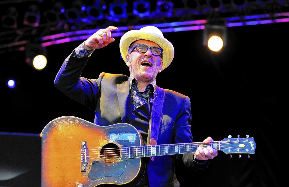 Elvis Costello, seen here in July in London, is working on new arrangements for his performances this week with the Los Angeles Philharmonic at the Hollywood Bowl.
