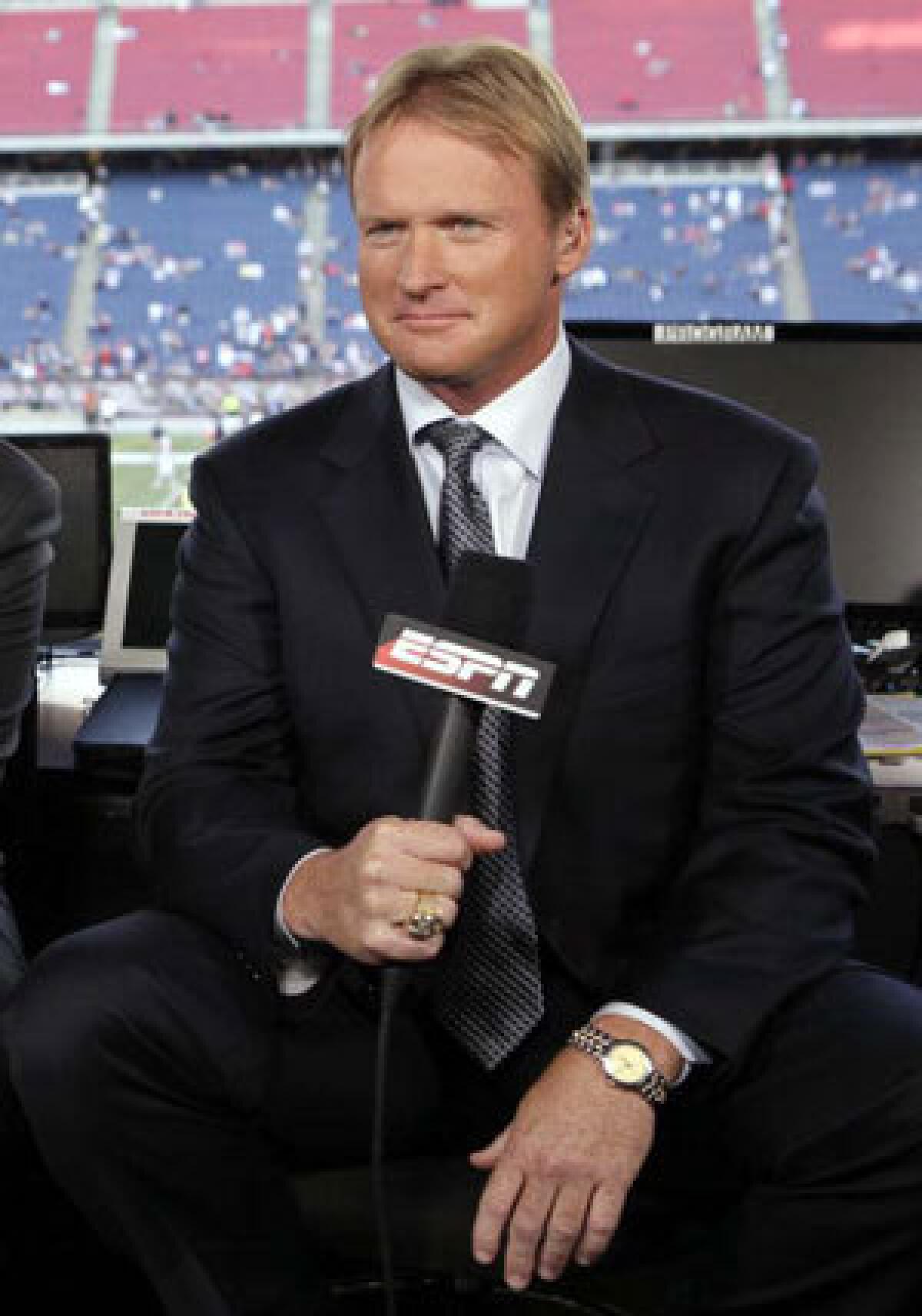 Jon Gruden seems quite content at ESPN.