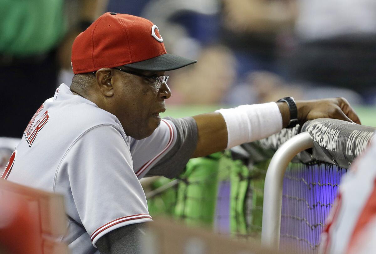 Cincinnati Reds Manager Dusty Baker, who played for the Dodgers from 1976 to 1983, during a game earlier this season.