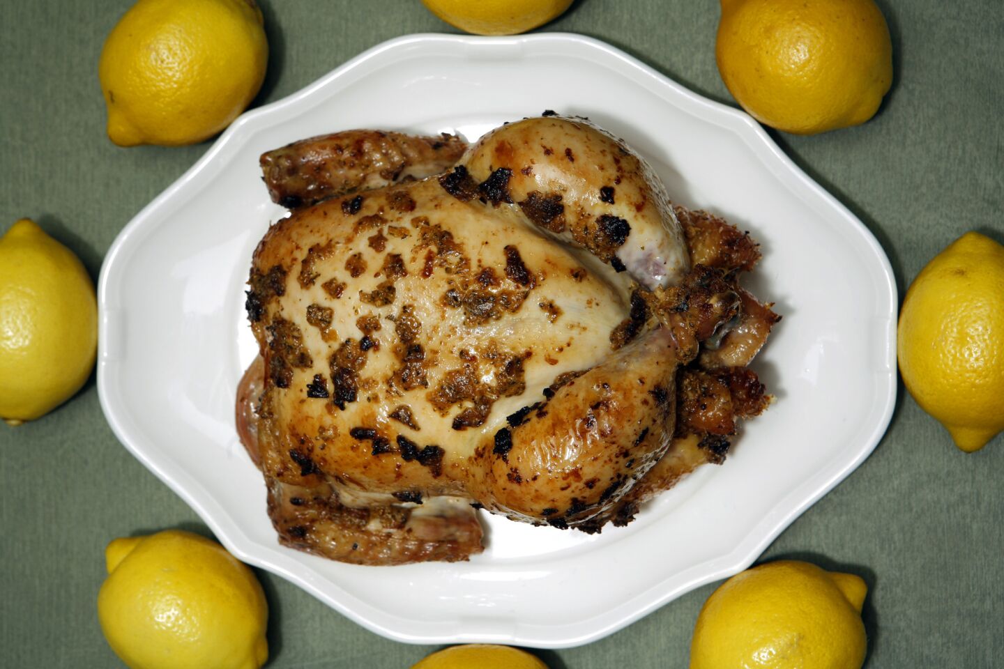 Recipe: Roast chicken with preserved lemon.
