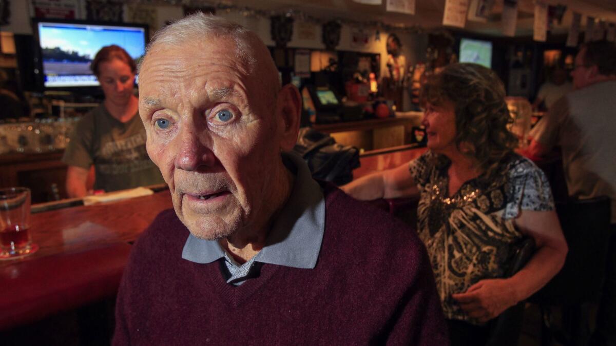 Charles Richard Bradshaw, 89, a World War II Army veteran, sits at the bar at VFW Post 3783.