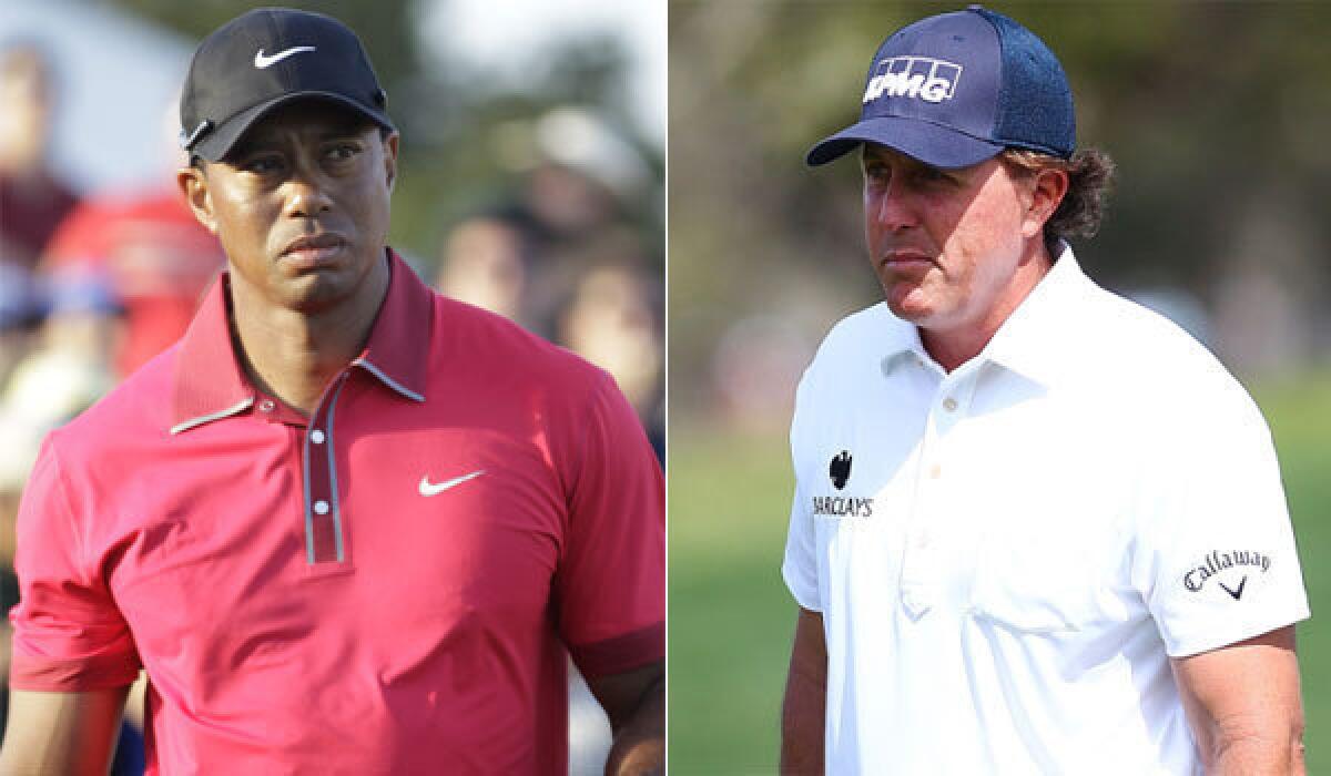 Tiger Woods, left, and Phil Mickelson are among the top golfers nursing injuries leading into next week's Masters.