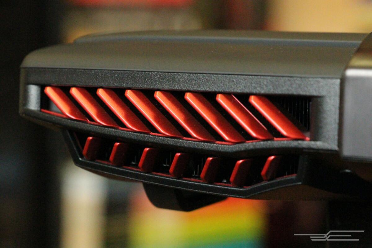 The G751’s cooling system runs quiet, though its flashy red vents are anything but.