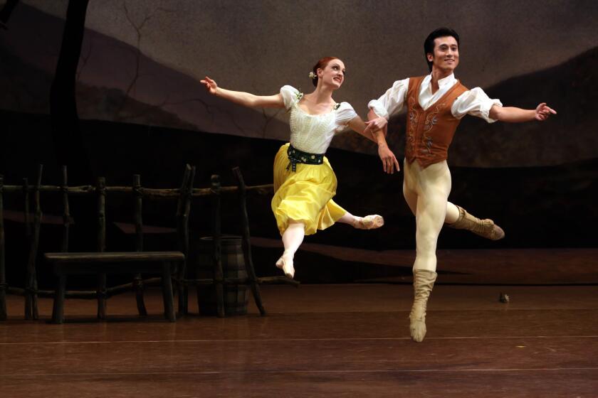 Gillian Murphy portrays Giselle and Qi Huan is Albrecht in the Royal New Zealand Ballet's North American premiere of "Giselle" at the Dorothy Chandler Pavilion.