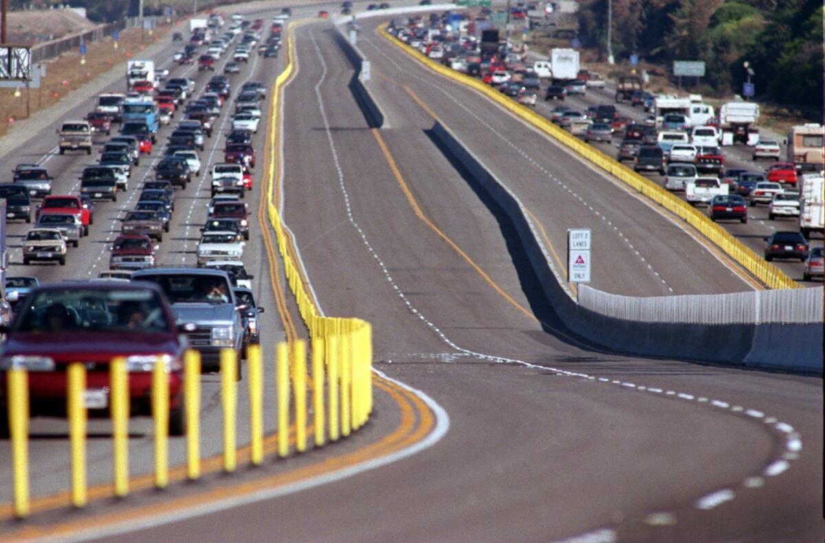 The toll lanes on the 91 Freeway.