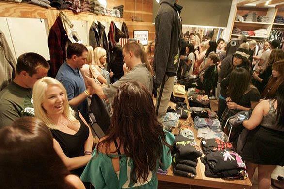 Crowds came to party and shop at Fred Segal on Melrose Avenue.