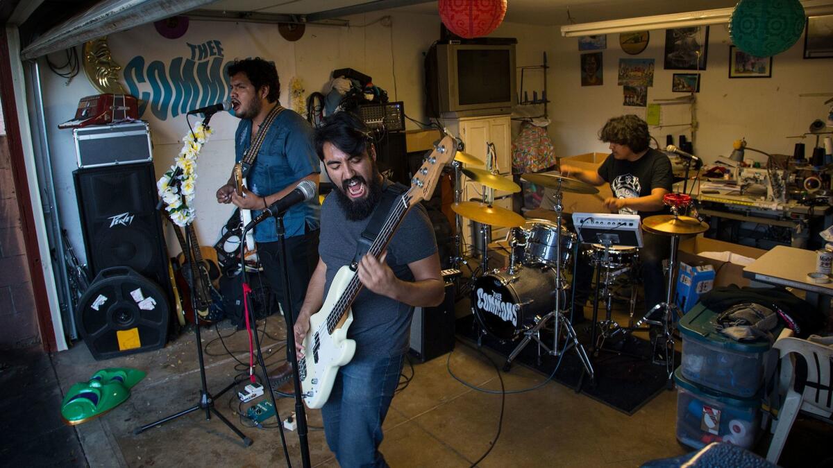 Thee Commons, a Boyle Heights-based band, during its last garage rehearsal before heading to play at the 2017 Coachella Music and Arts Festival.
