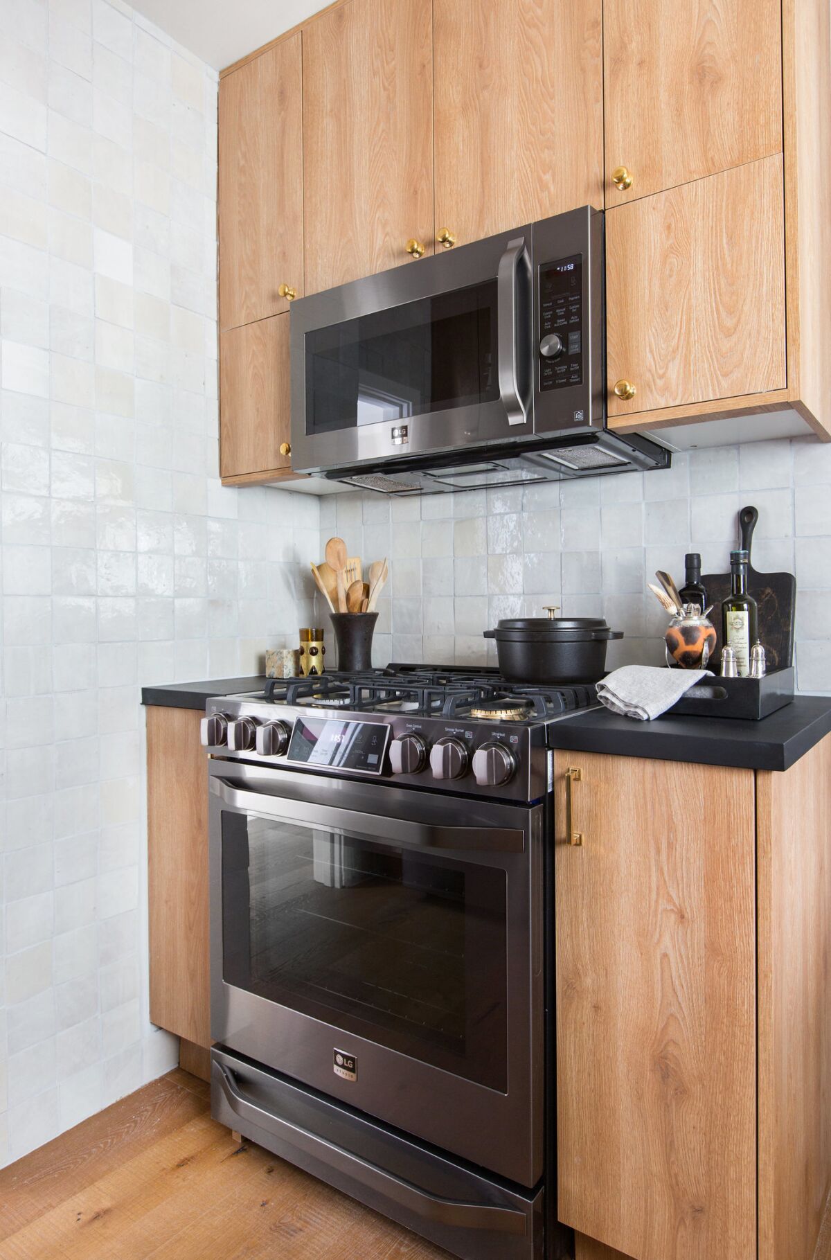 A recently renovated 80 square foot kitchen, in the Carriage House of Nate Berkus' LA home.