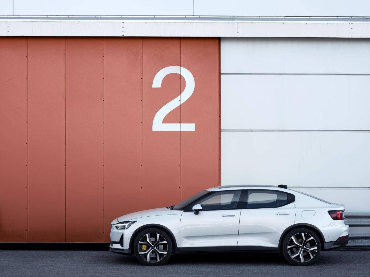 White exterior of the Polestar 2 electric car