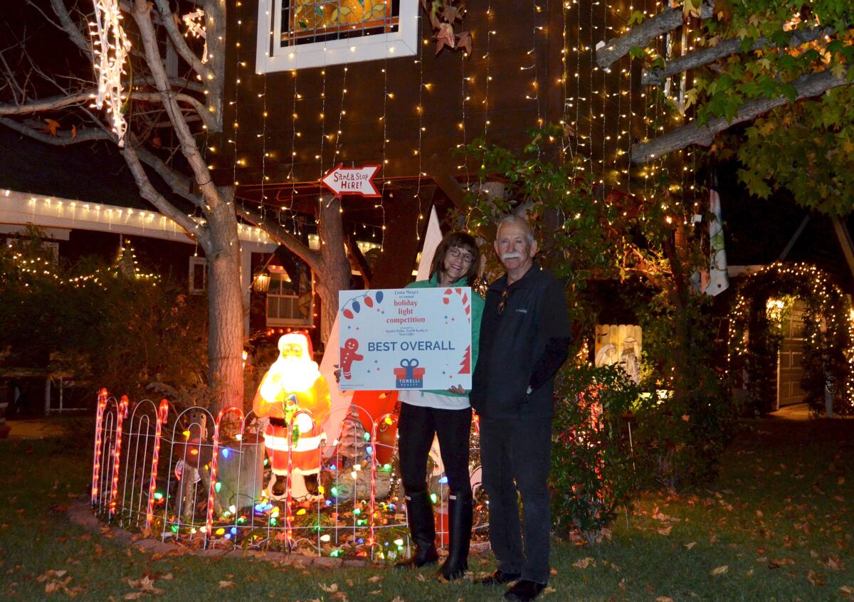 Linda and Terry Morgan, who live on Sierks Avenue, won Best Overall in the Costa Mesa holiday home decorating contest.