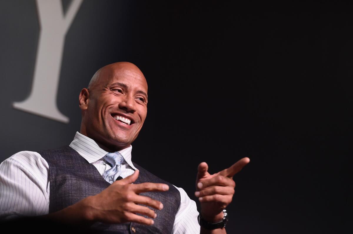 Dwayne Johnson speaks during the Fast Company Innovation Festival in New York on Nov. 9.