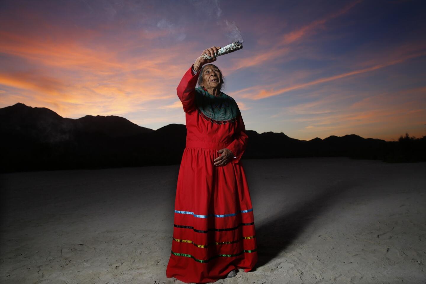 Inocencia Gonzalez Saiz waves burning sage over a dry marsh that she says was a wetland teeming with fish when she was growing up here in the Colorado River delta. The 77-year-old elder holds little hope that her ceremony will restore the lush ecosystem where her people, the indigenous Cucapa, live. And a release of water into the Colorado River is not expected to reach their land. The name Cucapa, she says, means "people of the river."