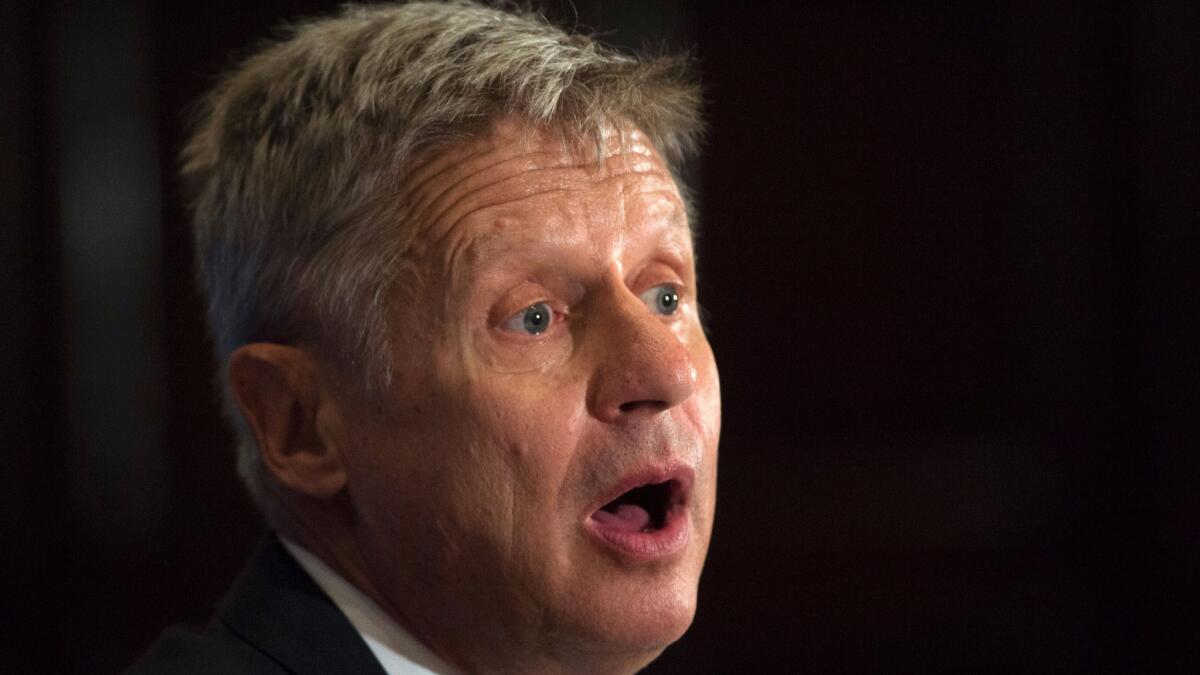 Gary Johnson, the Libertarian candidate for president, is a former Republican governor of New Mexico.