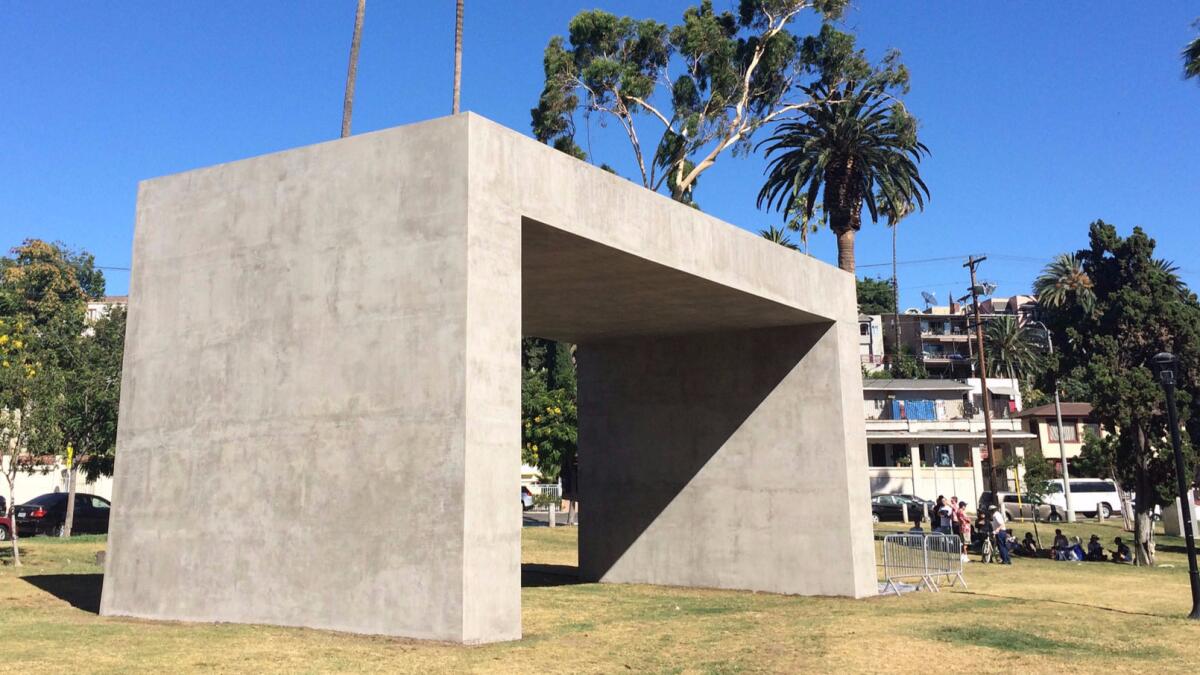 "La Sombra (The Shade)," by Teresa Margolles at Echo Park Lake is part of "Current: LA Water."