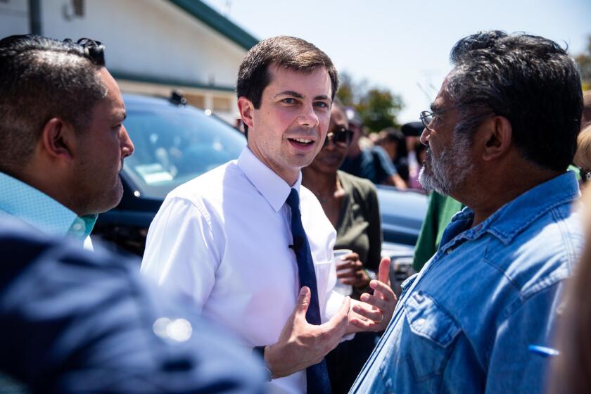 FRESNO, CALIF. - JUNE 03: Democratic Presidential Candidate and South Bend Indiana Mayor Pete Buttigieg, after a meet and greet event at Tuolumne Hall on Monday, June 3, 2019 in Fresno, Calif. (Kent Nishimura / Los Angeles Times)