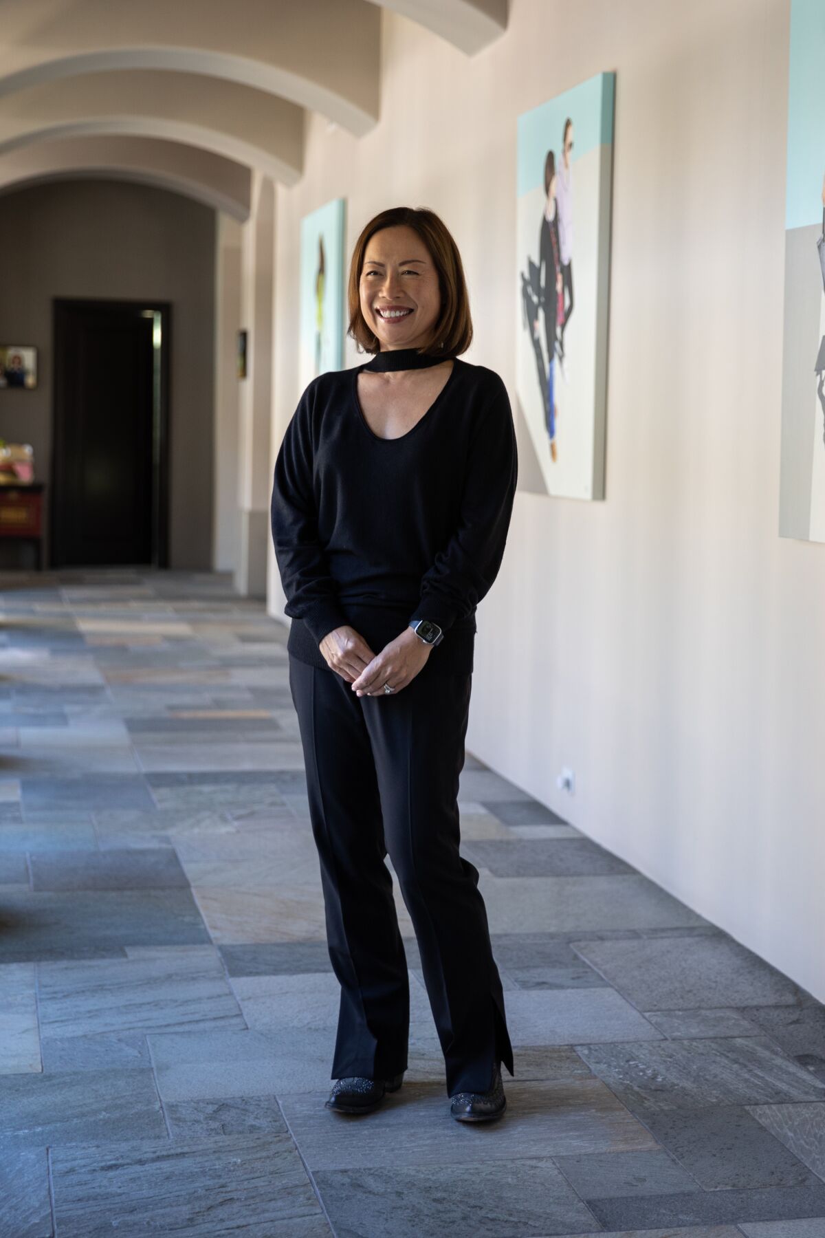 Artist Cecilia Wong Kaiser poses for a portrait at her home in Rancho Santa Fe.