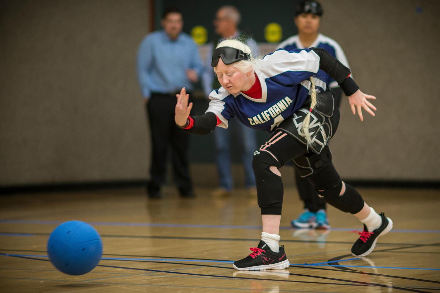 Sophomore Julie Cabrera practices goalball. Cal recently played in a tournament -- the first of its kind in the nation -- against Portland State and Pennsylvania's Slippery Rock University.