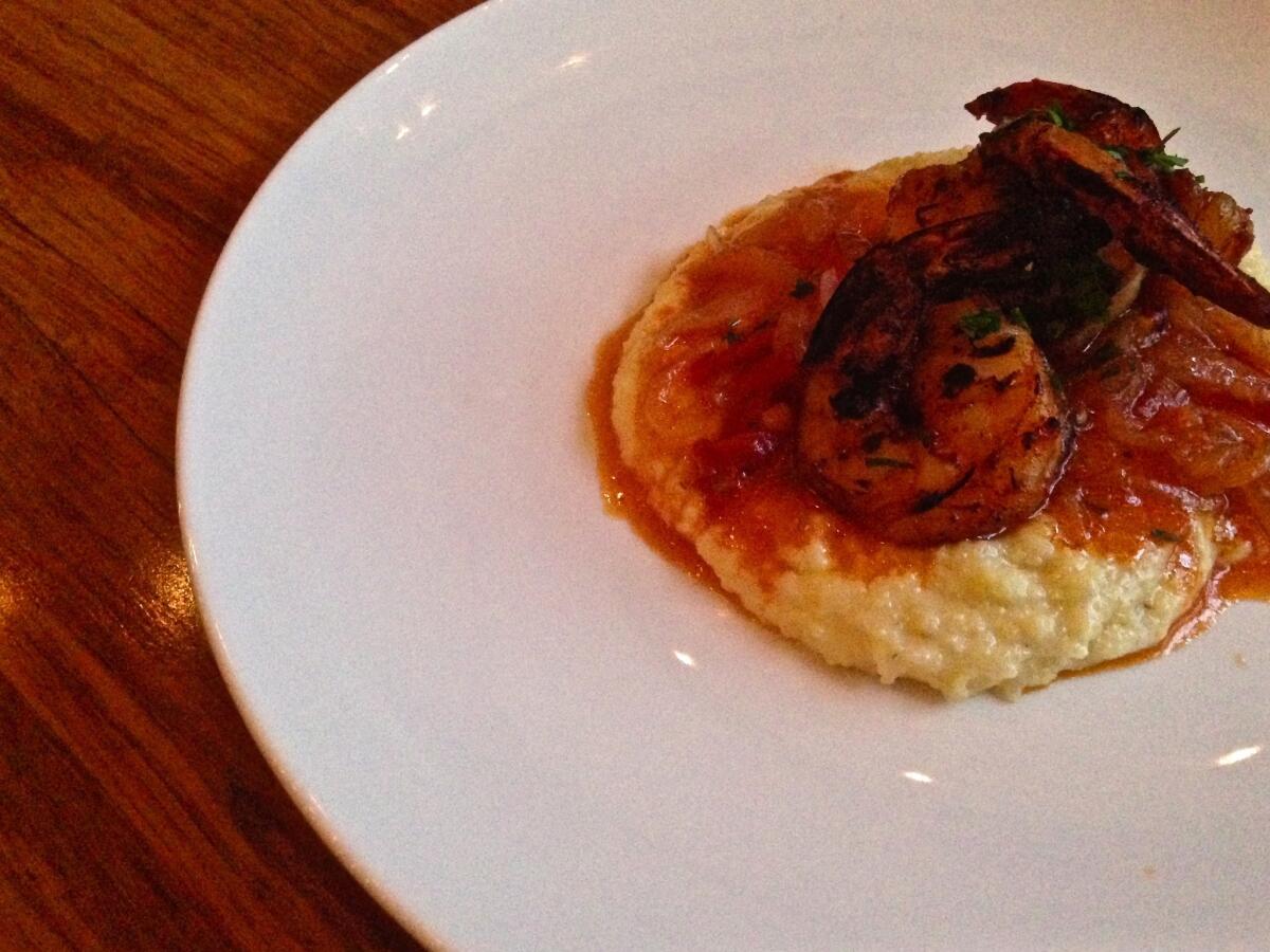 The shrimp and grits at Communal, a new restaurant in South Pasadena.