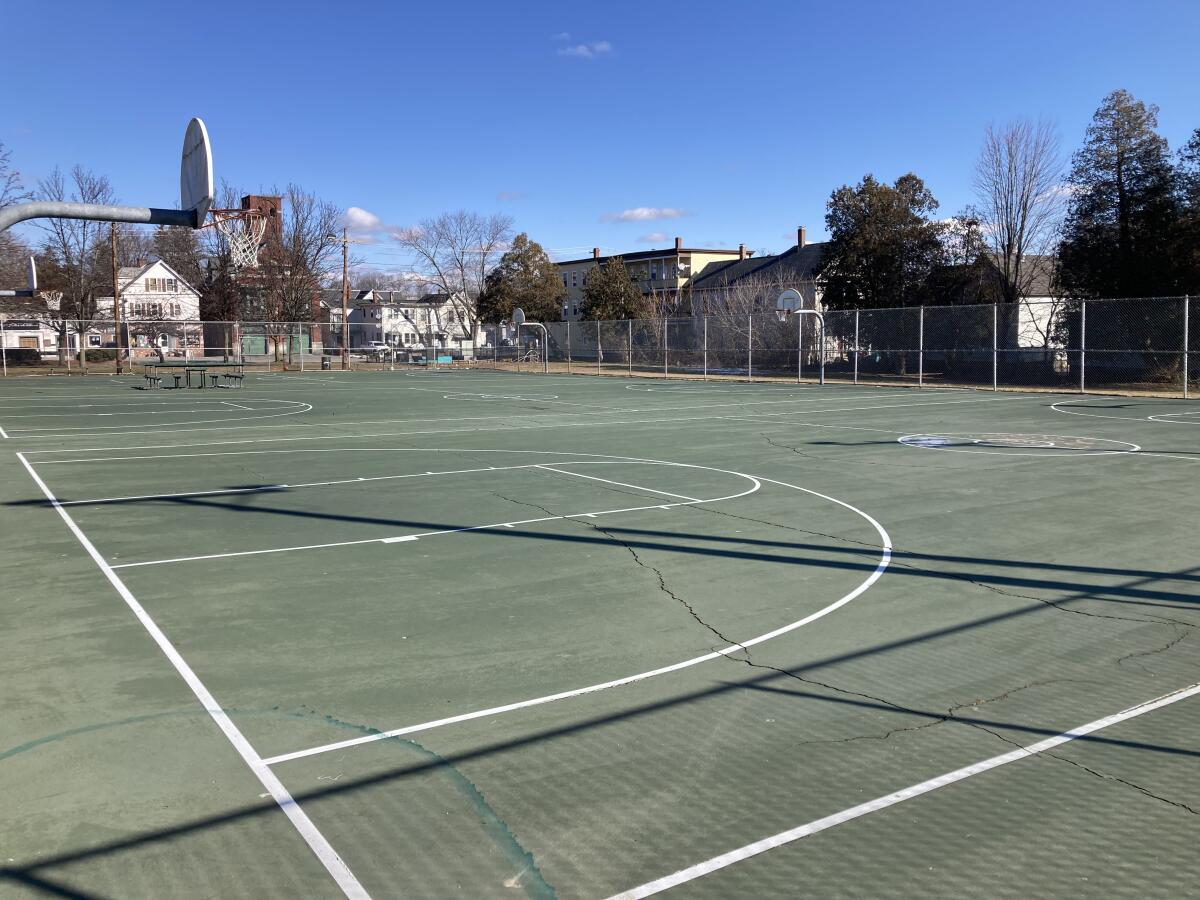 Basketball court at Father Maguire Park in Lowell, Mass.