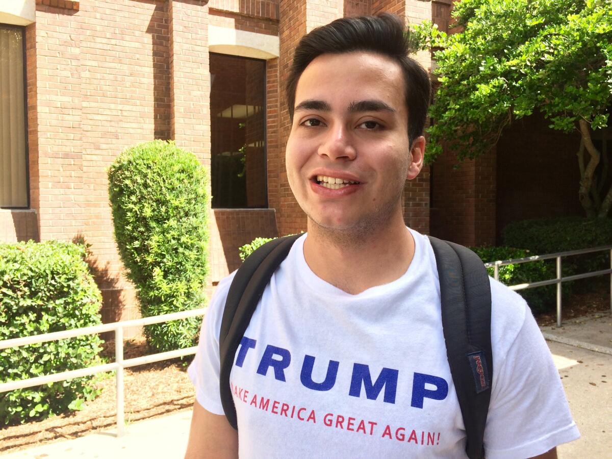 Samon Hazrati says he sometimes gets grief for wearing a Trump T-shirt.