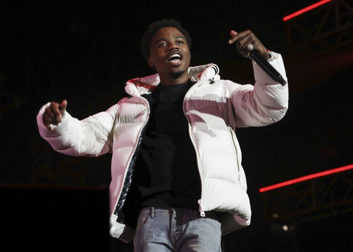 FILE - Roddy Ricch performs at the 7th annual BET Experience in Los Angeles on June 21, 2019. Ricch, Taylor Swift and Dua Lipa each earned six Grammy nominations on Tuesday, Nov. 24, 2020. (Photo by Mark Von Holden/Invision/AP, File)