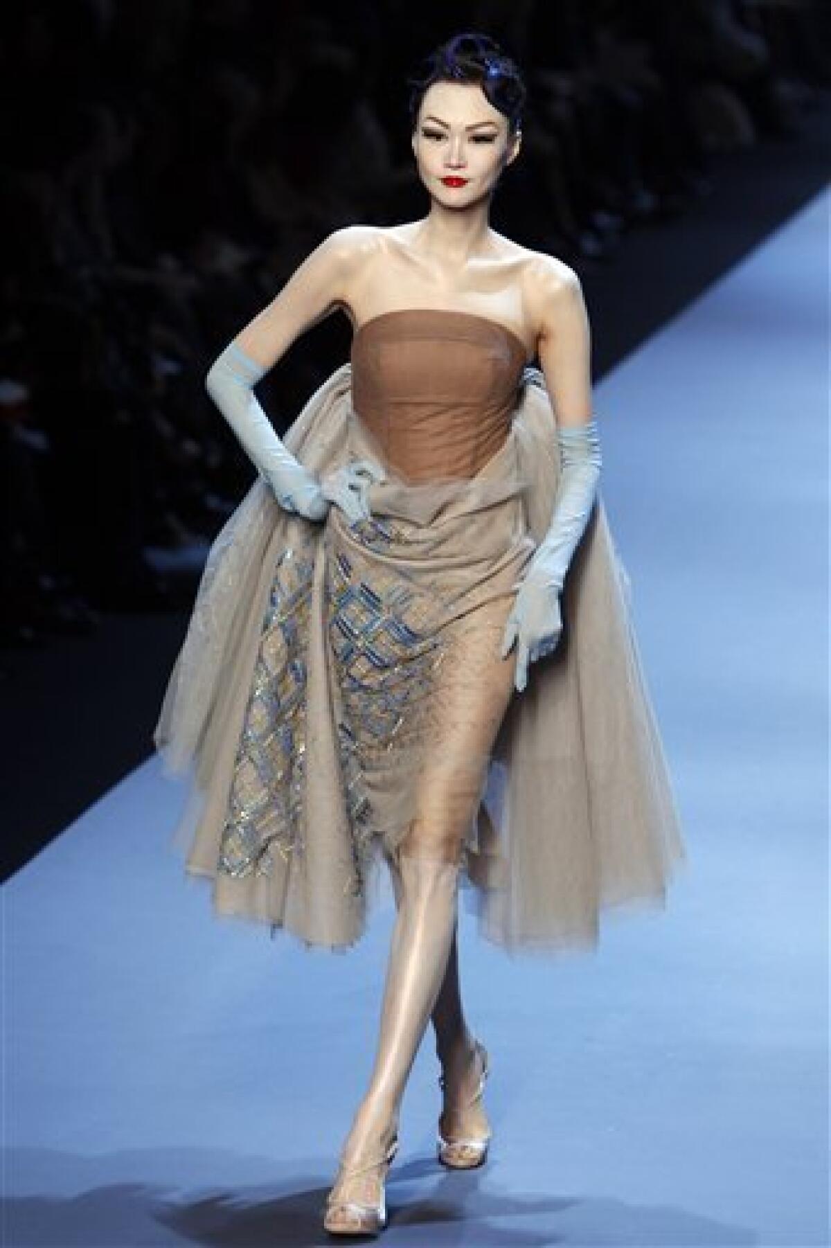 A model wears a creation by British fashion designer John Galliano for Dior's Haute Couture Spring Summer 2011 fashion collection presented in Paris, Monday, Jan. 24, 2011. (AP Photo/ Francois Mori)