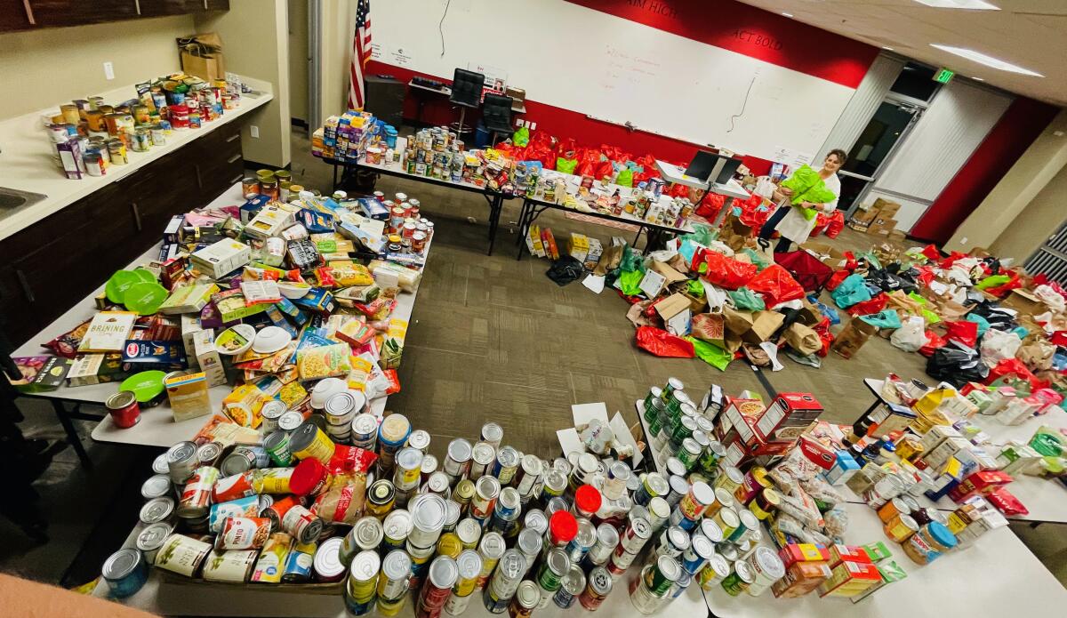 Collections in the food drive room.