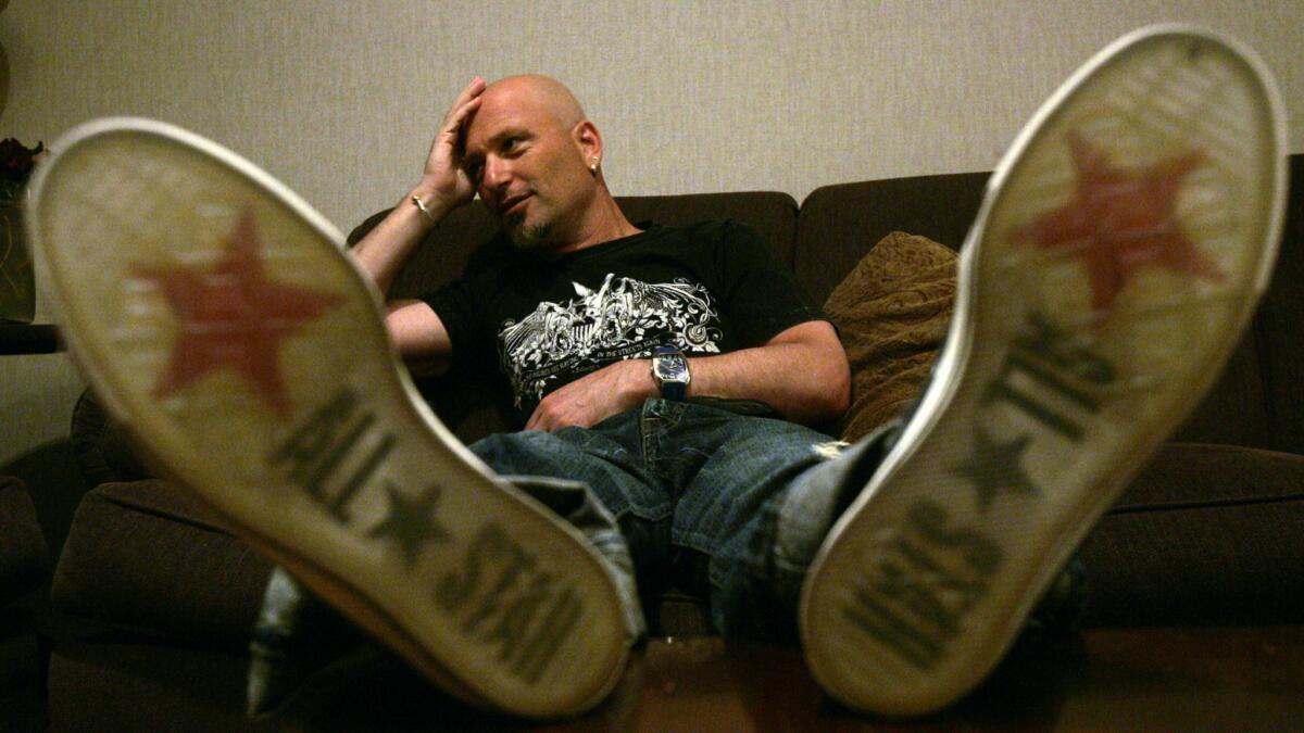 Comedian Howie Mandel lounges backstage at the MGM Grand in Las Vegas prior to a 2005 performance.