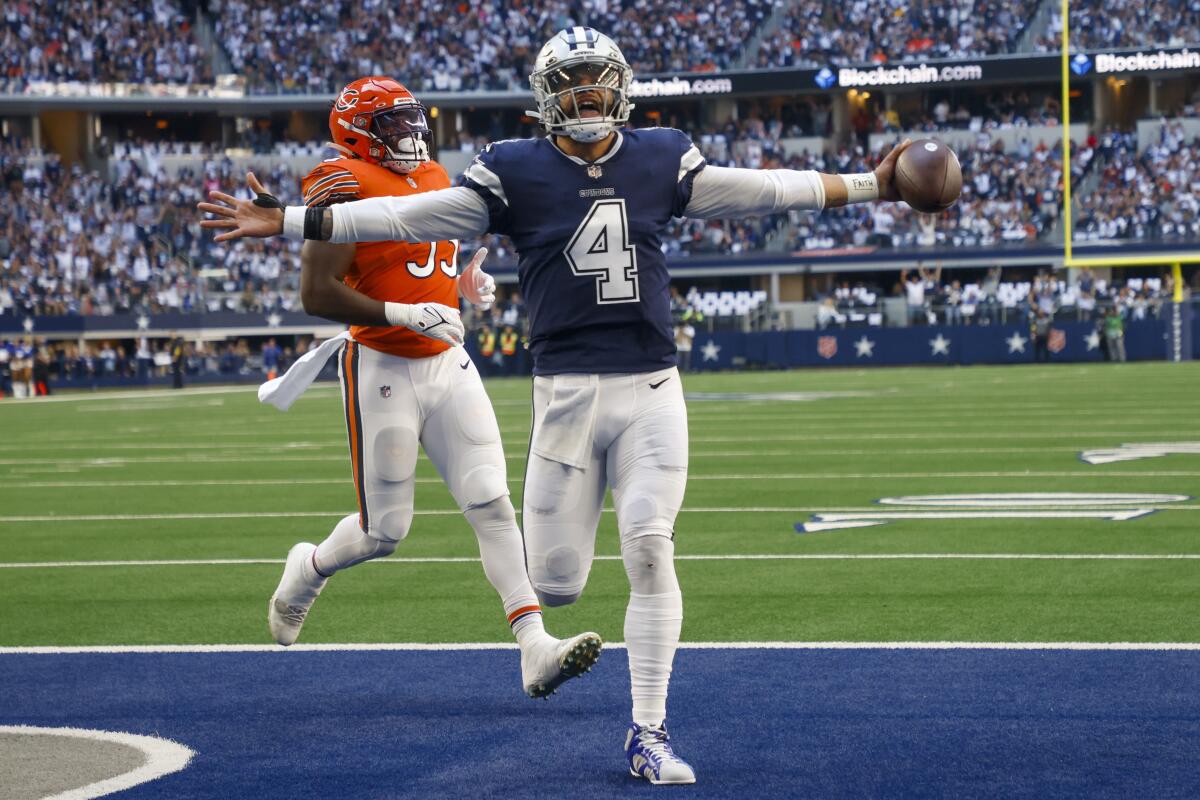 Cowboys' Prescott, Parsons rumble to 49-29 win over Bears - The San Diego  Union-Tribune