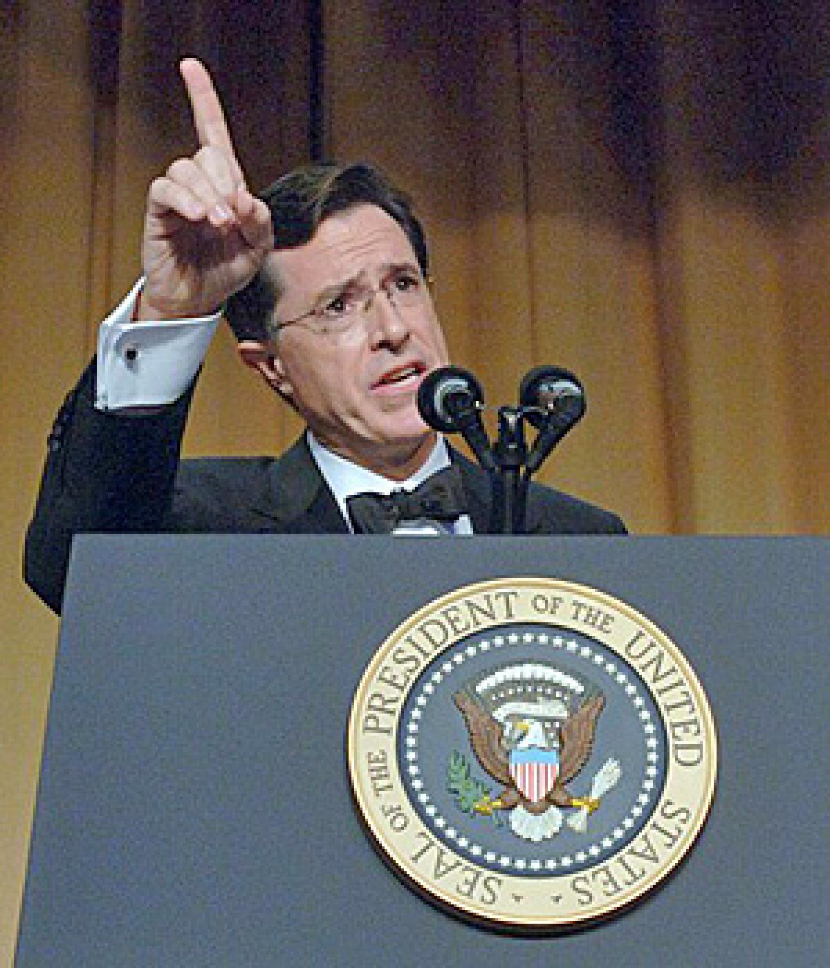 Colbert, seen here at the White House Correspondents' Dinner in 2006, has announced his candidacy for president of the United States.