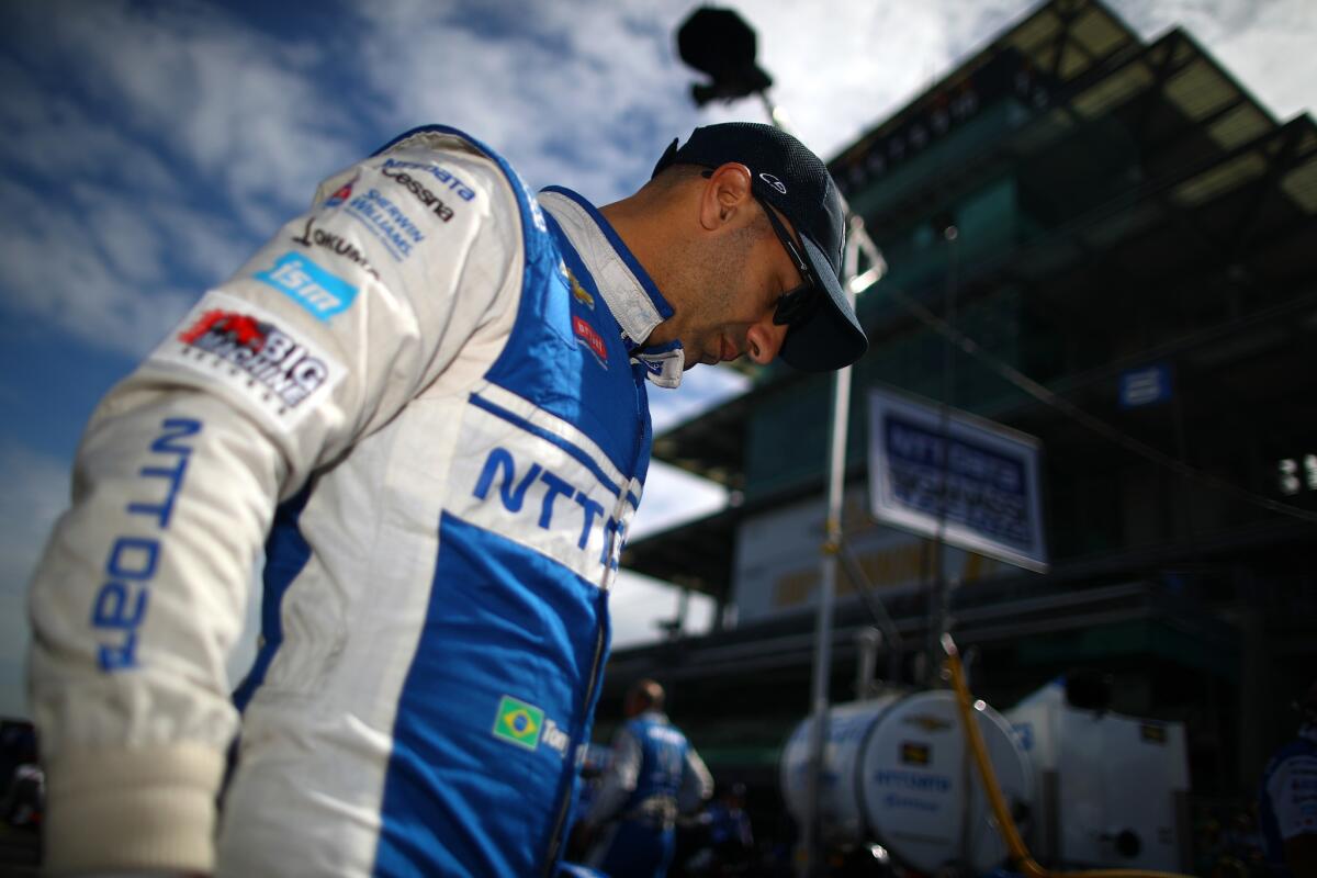 Tony Kanaan prepares to practice on May 27 ahead of the 100th running of the Indianapolis 500.