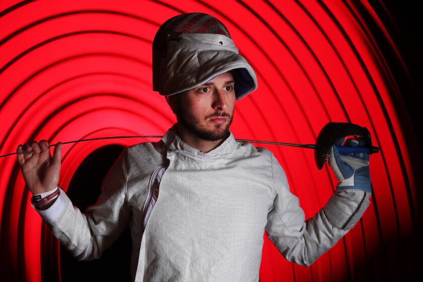 NEW YORK, NEW YORK - MAY 21: Eli Dershwitz poses for a portrait during team USA Fencing.