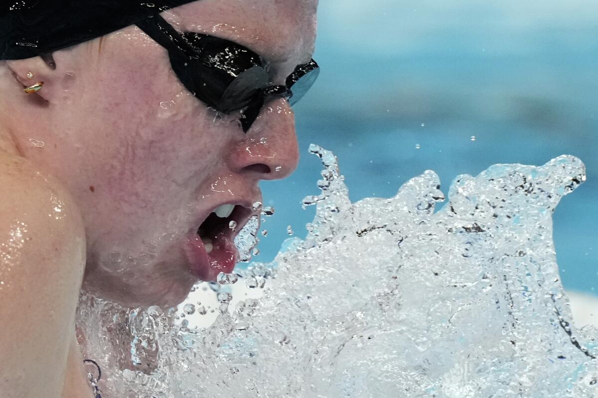 Lilly King swims at the Summer Olympics.