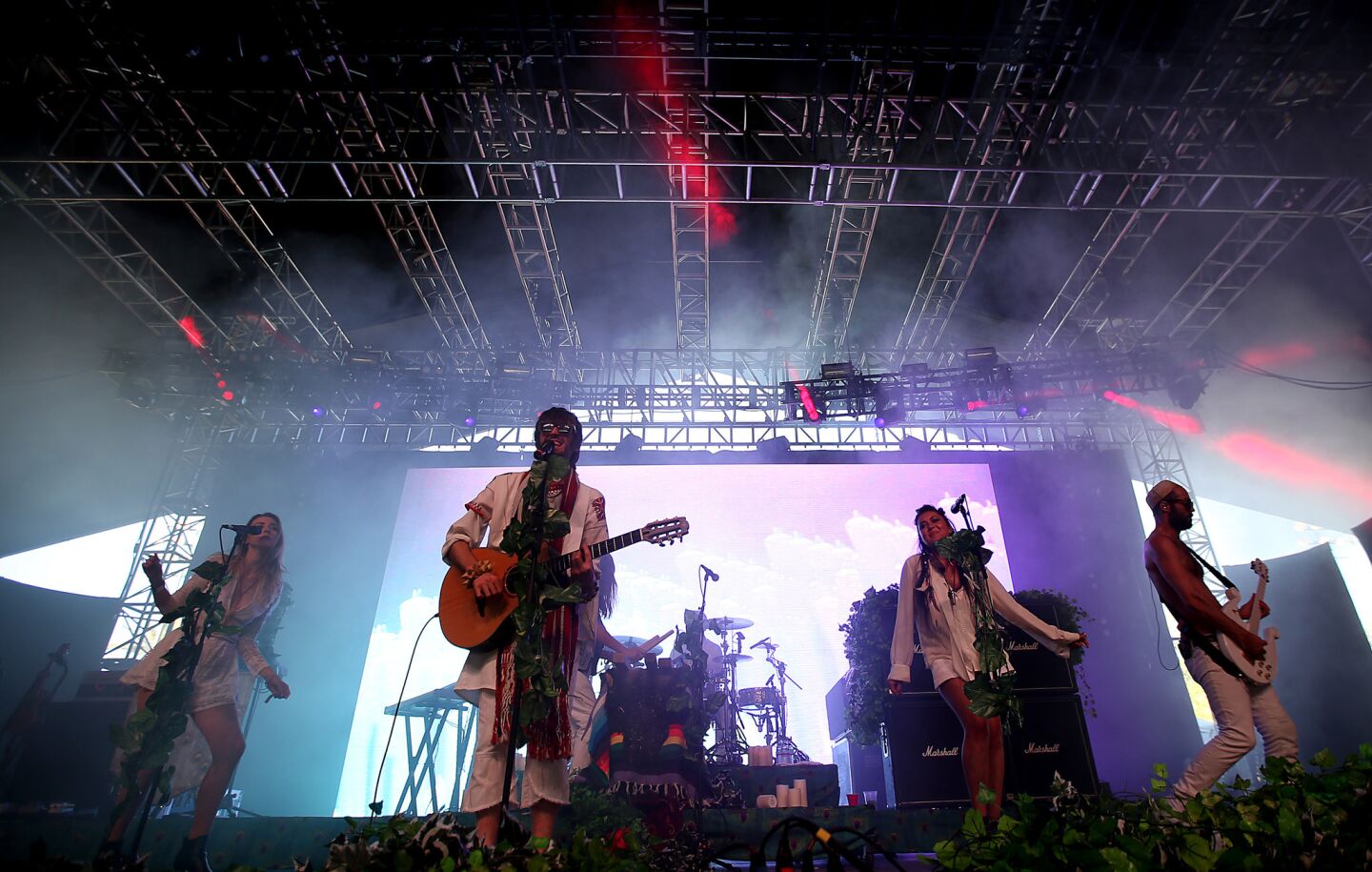 Crystal Fighters, an English electronic folk band, perform.