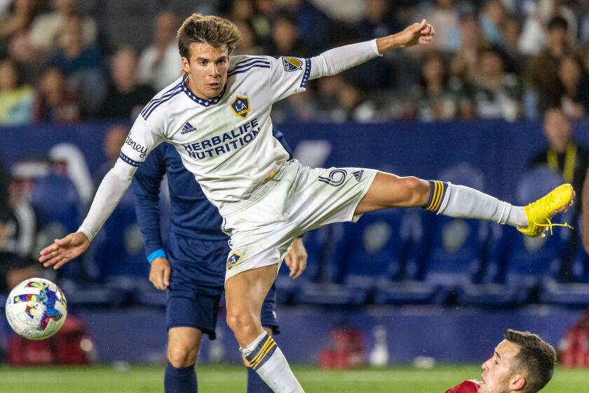 CARSON, CA - OCTOBER 1: Riqui Puig #6 of Los Angeles Galaxy during the match against Real Salt Lake.