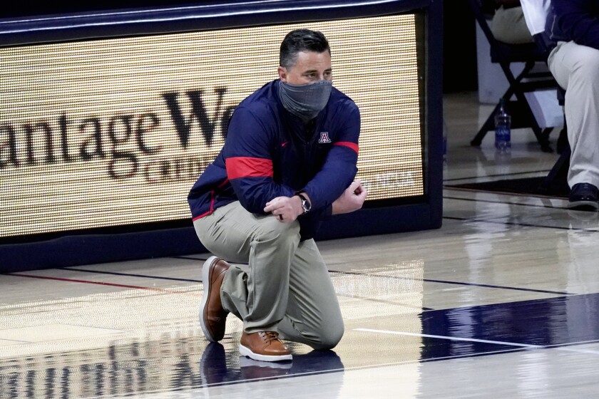 Arizona head coach Sean Miller during the first half against Eastern Washington.