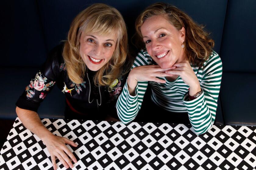 HOLLYWOOD CA. NOVEMBER 7, 2017: Left to right. Maria Bamford and Pam Brady were at the Netflix offices in Hollywood on November 7, 2017. This is for a feature on the Netflix series "Lady Dynamite." Star Maria Bamford, a comedian whose life the show fictionalizes. Maria and Pam worked together to create a series out of Maria's life (Glenn Koenig/Los Angeles Times)