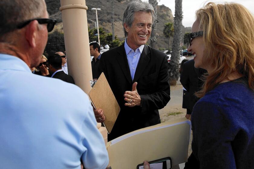 Former Santa Monica City Councilman Bobby Shriver announces his bid for a seat on the Los Angeles County Board of Supervisors at a news conference earlier this year.
