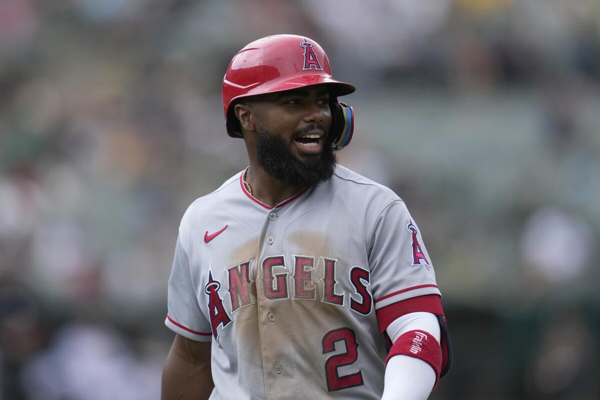 Angels' Luis Rengifo injured in on-deck circle vs. Guardians - Los Angeles Times