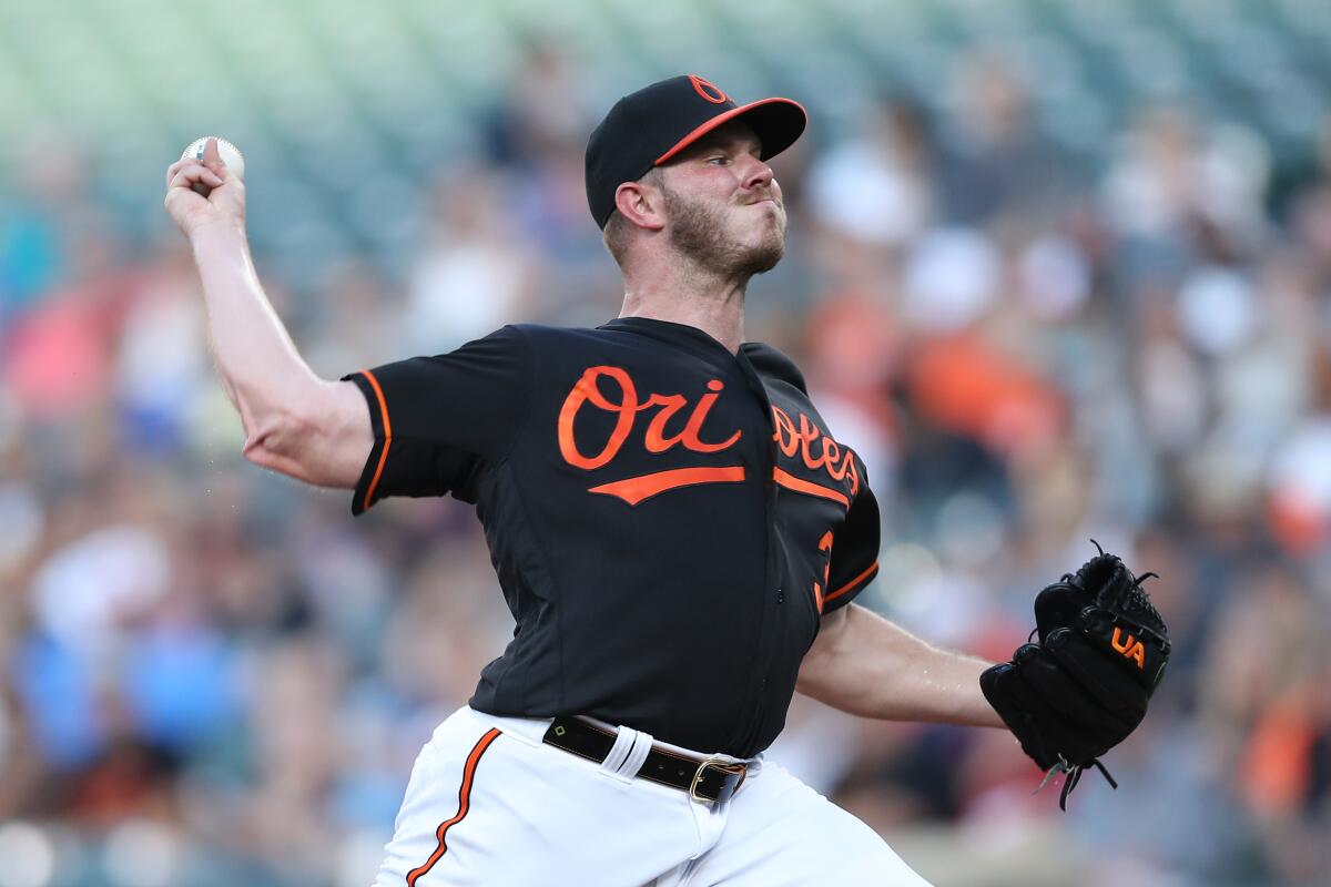 Dylan Bundy works the first inning against the Tampa Bay Rays on July 12, 2019 in Baltimore.