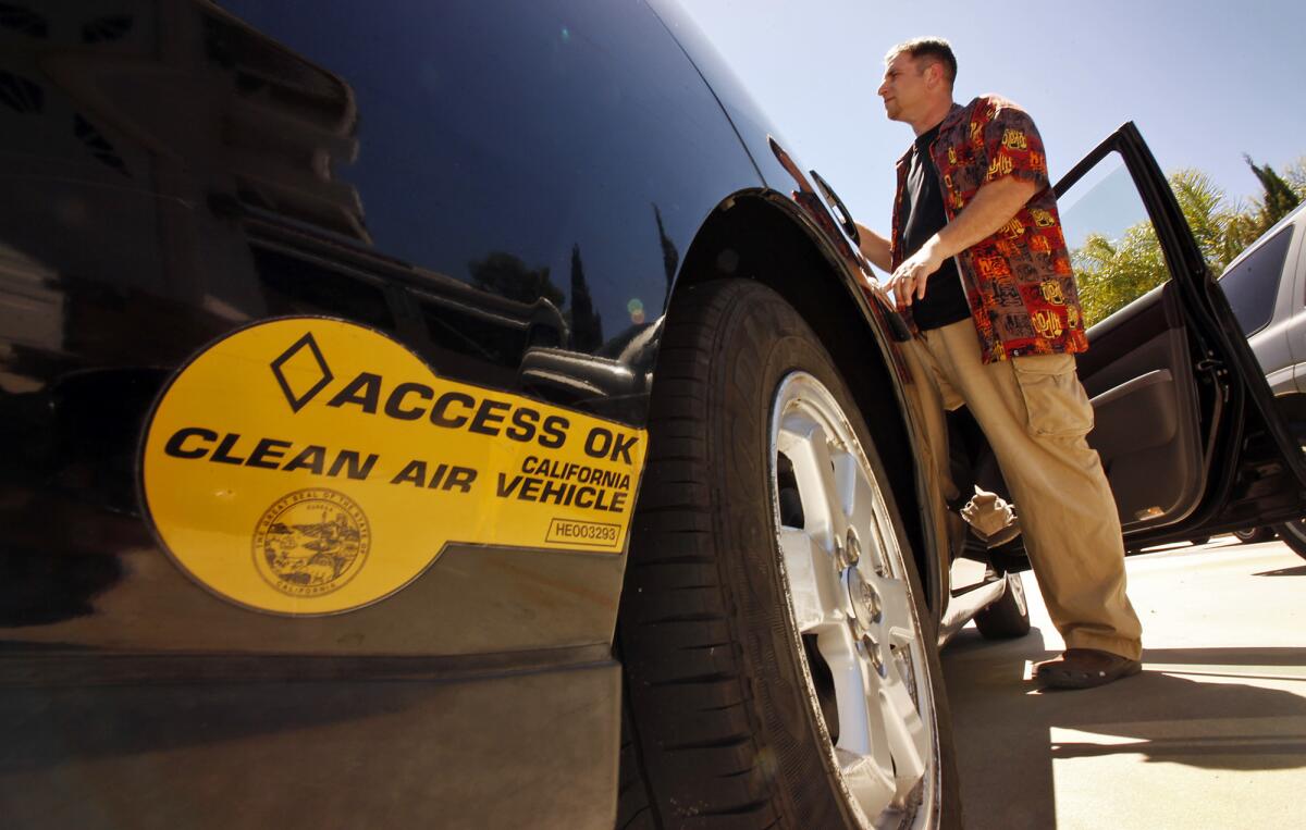 A clean-air decal is shown in this file photo taken on May 12, 2011.