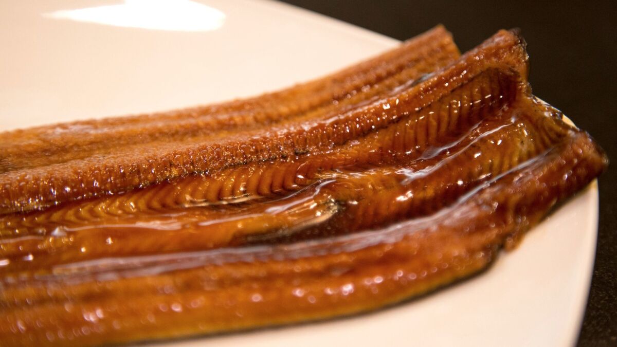 Eel is considered an unsustainable species. (Myung J. Chun / Los Angeles Times)