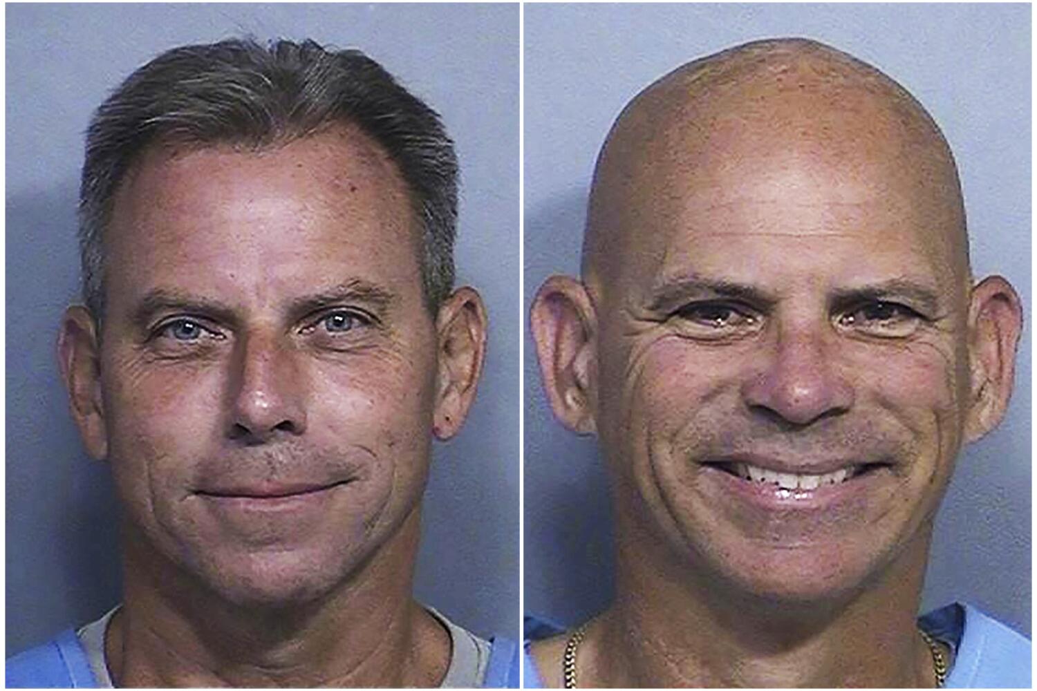 FILE - This combination of two booking photos provided by the California Department of Corrections shows Erik Menendez, left, and Lyle Menendez. (California Department of Corrections via AP, File)