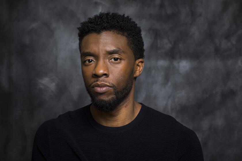 Actor Chadwick Boseman is photographed during a day of promotion for the new Marvel film, "Black Panther,"
