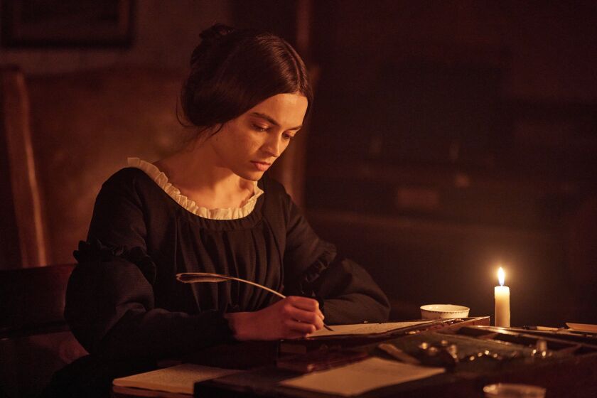 Emma Mackey as Emily Brontë in the movie "Emily."