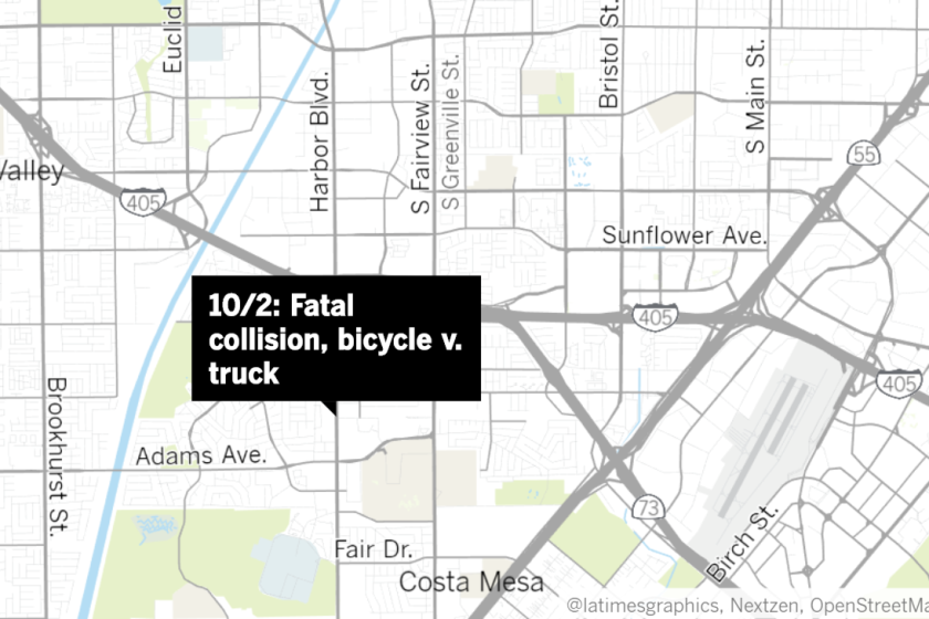 Fatal truck, bicycle collision on Costa Mesa's Harbor Boulevard