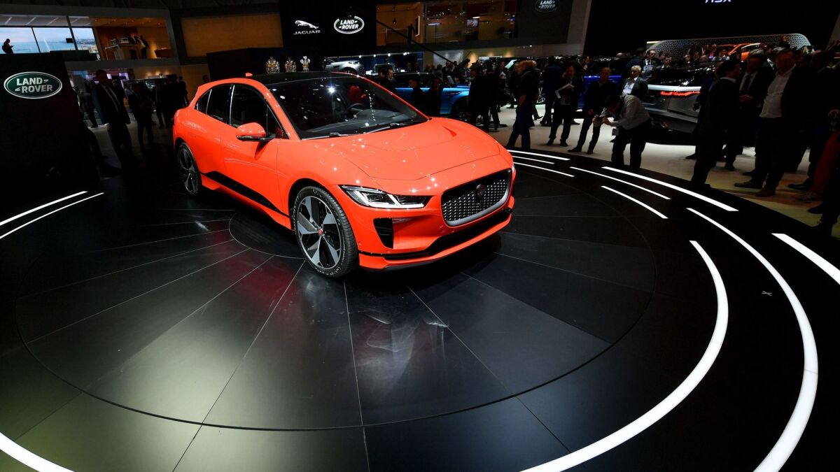 Jaguar expects its new I-Pace all-electric crossover to go on sale in the U.S. in the second half of 2018.