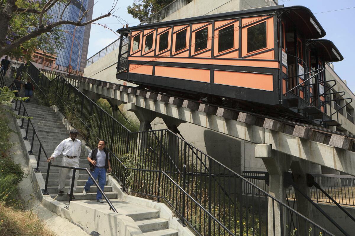 The historic Angels Flight, a hillside railway in downtown Los Angeles.