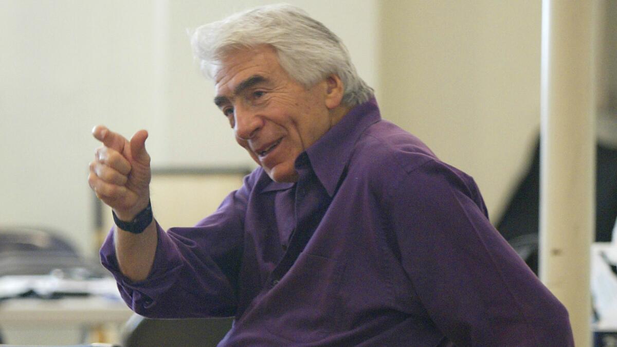 Gordon Davidson is shown rehearsing for "Stuff Happens," his last play as artistic director at the Mark Taper Forum.