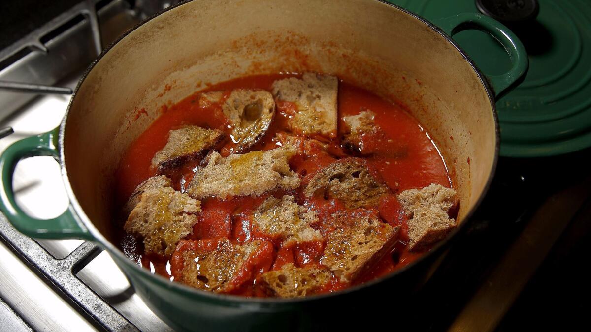 Evan Kleiman's recipe for pappa al pomodoro (a thick Italian tomato soup).